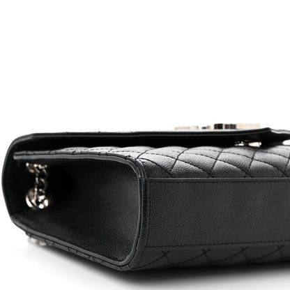 Saint Laurent Grain De Poudre Textured Mixed Matelasse Triquilt Medium Monogram Satchel Black 9 of 13