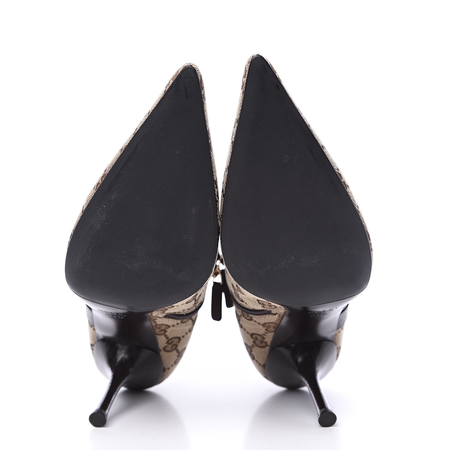 Gucci Monogram Textured Calfskin D Ring Ankle Booties 8.5 Beige Ebony Cocoa 5 of 9