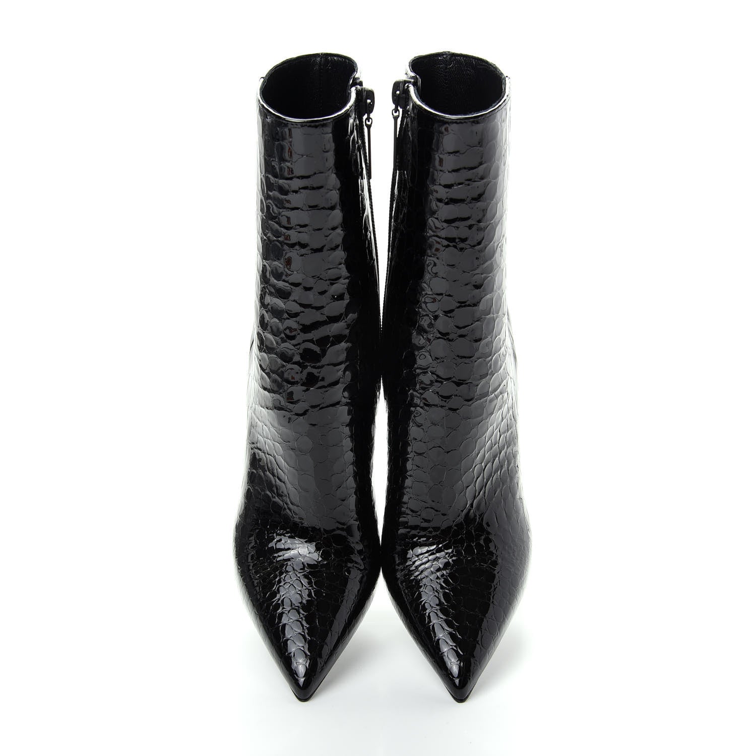 Saint Laurent Alligator Embossed Patent Calfskin Opyum 110 Ankle Boots 38 Black 5 of 11