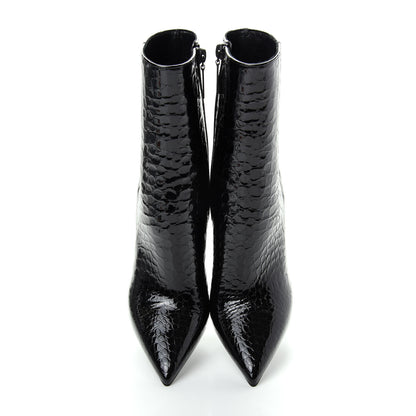 Saint Laurent Alligator Embossed Patent Calfskin Opyum 110 Ankle Boots 38 Black 5 of 11