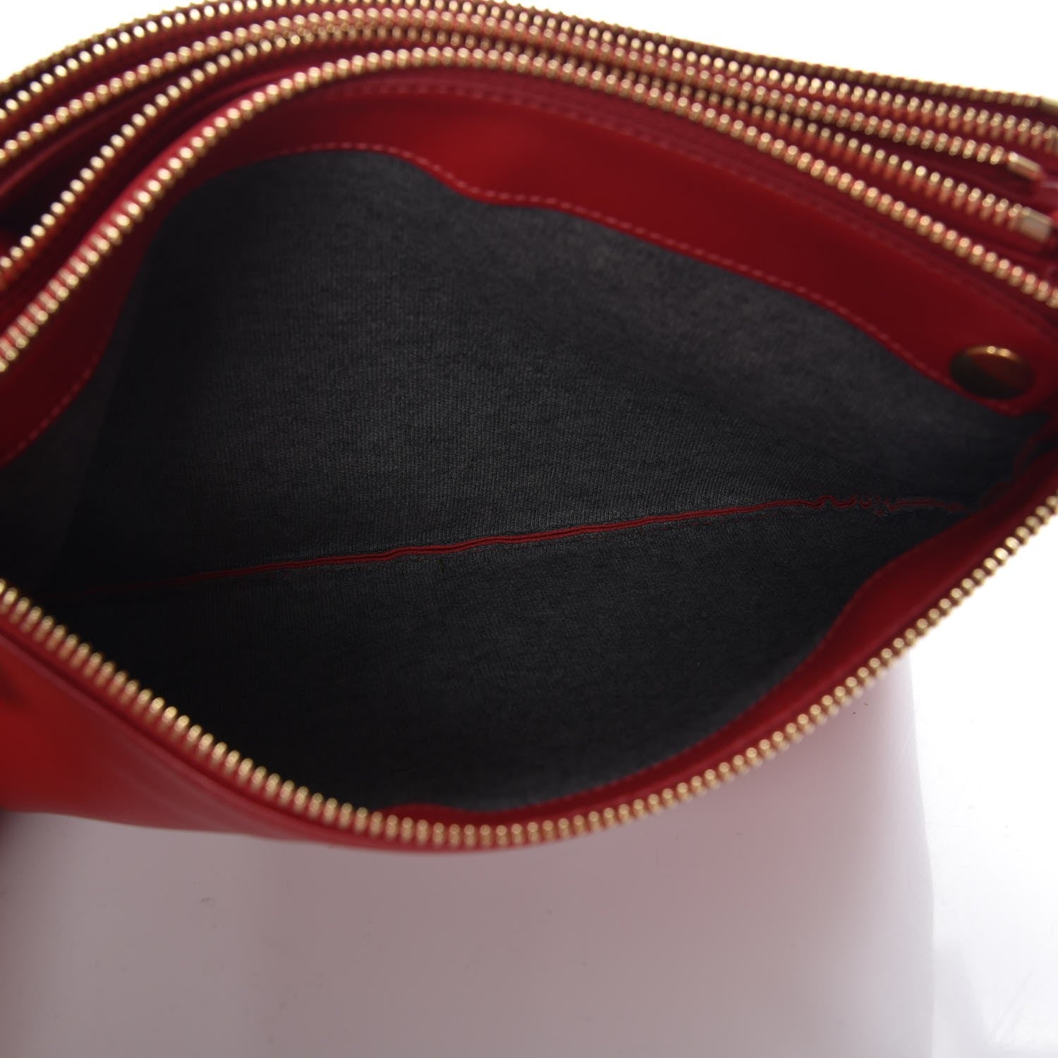 Celine Lambskin Large Trio Crossbody Bag Red 7 of 9