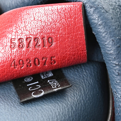 Gucci X MLB Suede Calfskin NY Yankees Large Rajah Chain Tote New Blue Romantic Cherry 8 of 11