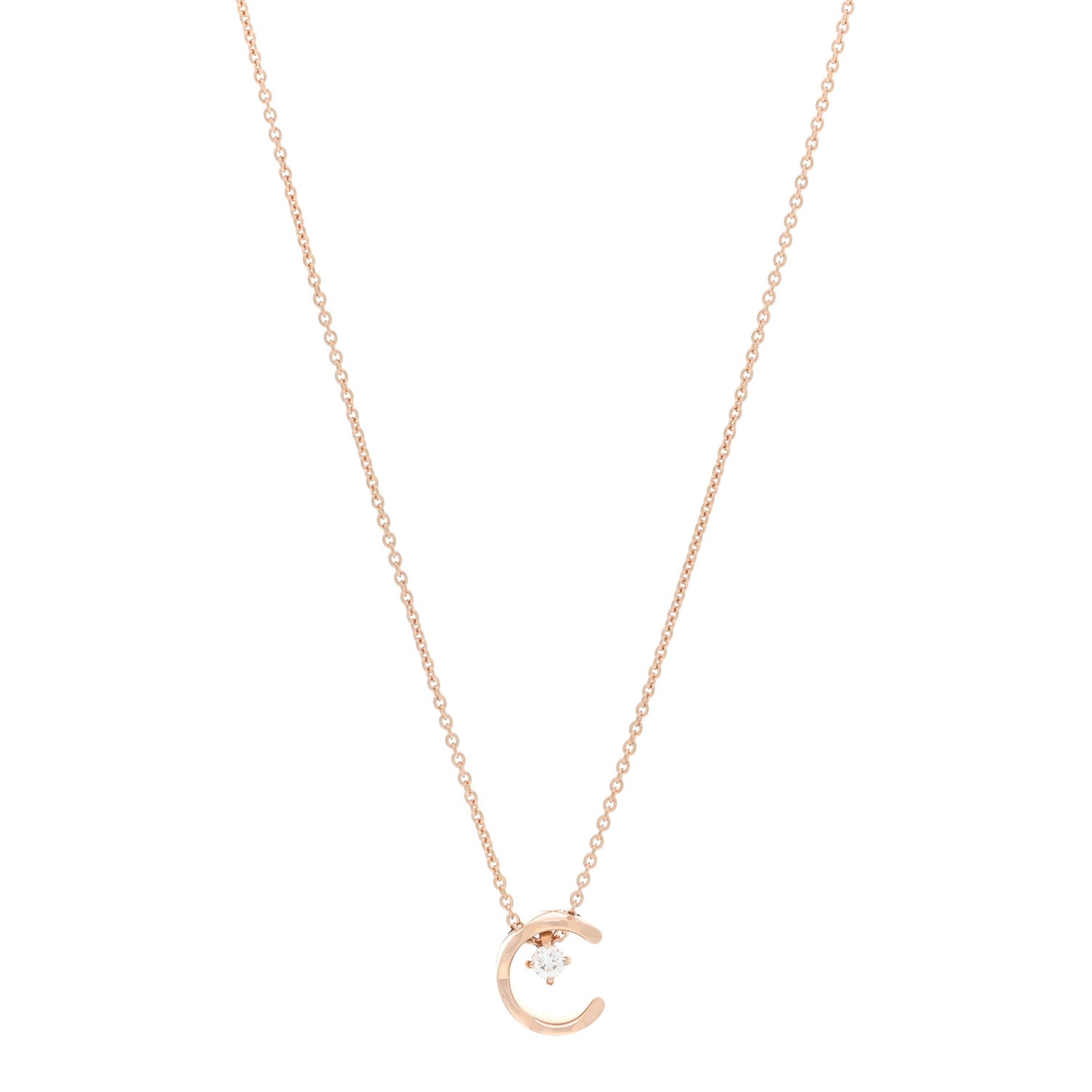 18K Beige Gold Diamond Coco Crush C Necklace