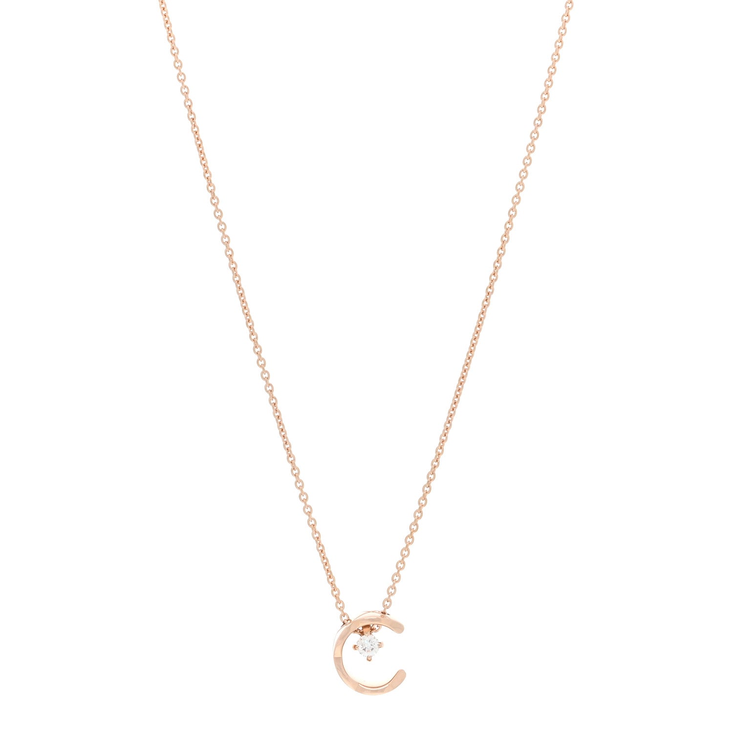 Chanel 18K Beige Gold Diamond Coco Crush C Necklace 1 of 4