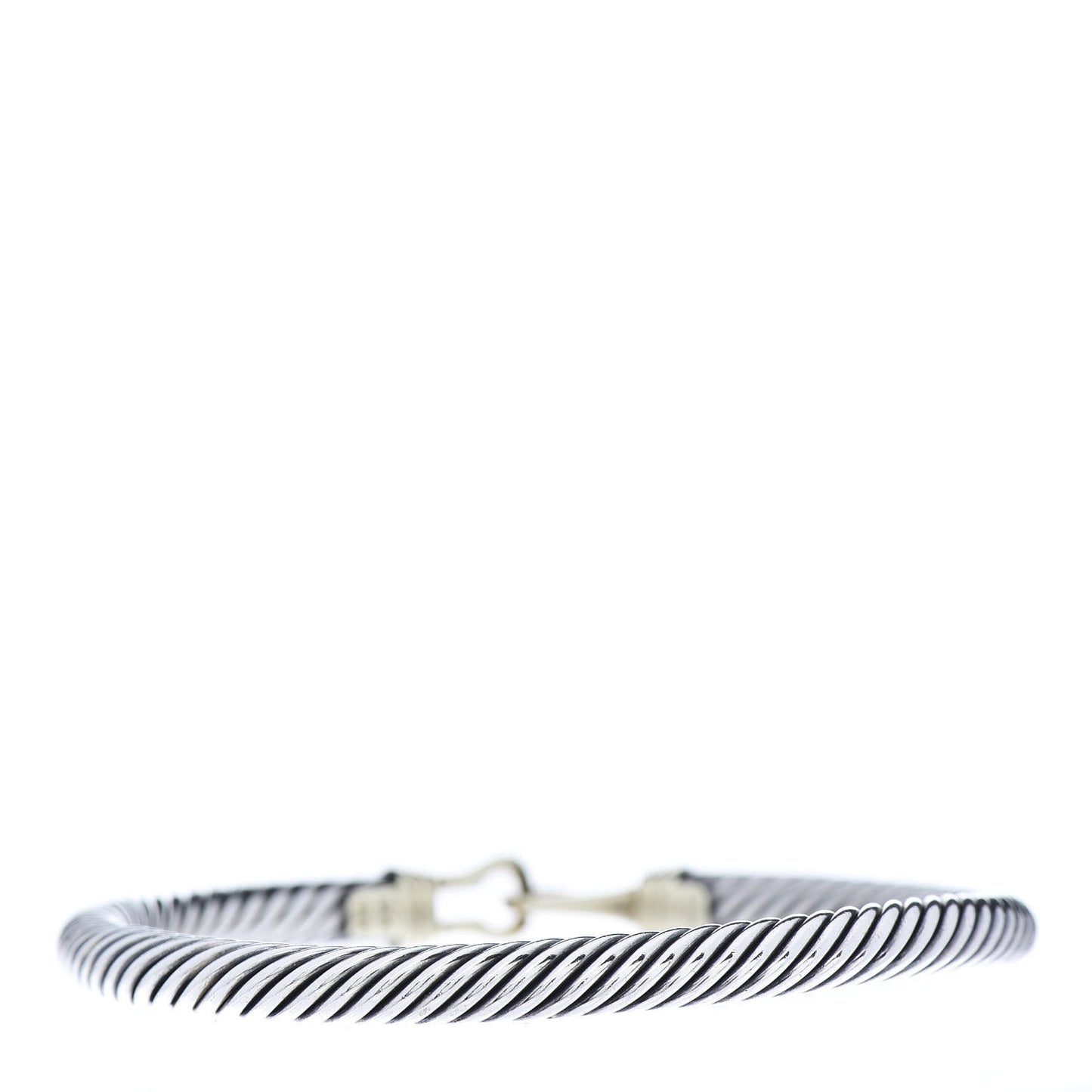 Sterling Silver 14K Yellow Gold 5mm Cable Classic Buckle Bracelet