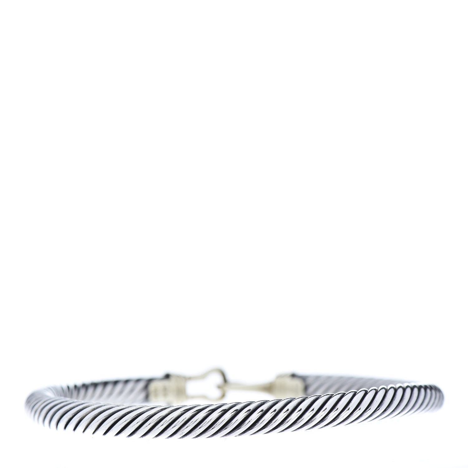 David Yurman Sterling Silver 14K Yellow Gold 5mm Cable Classic Buckle Bracelet 3 of 5