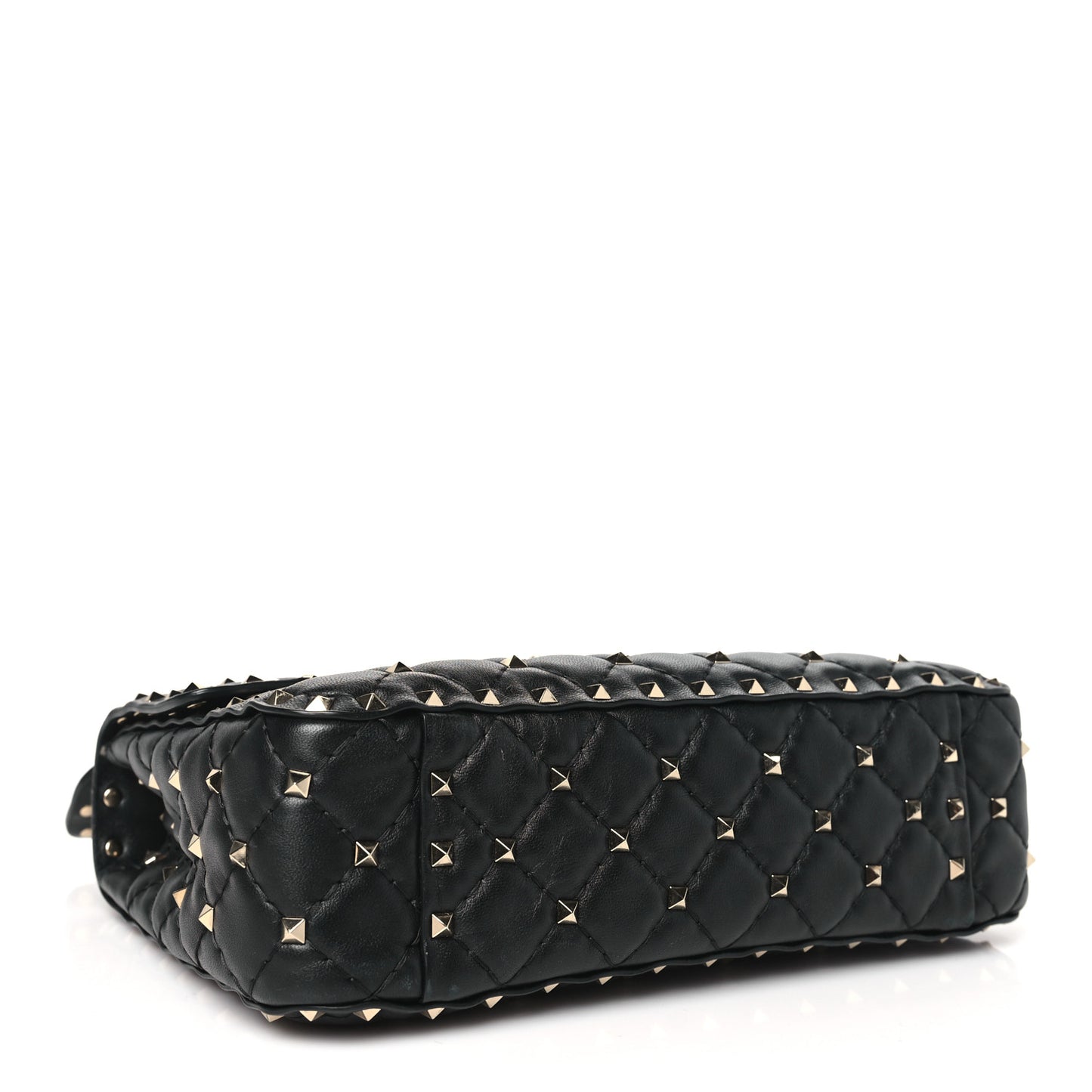 Lambskin VLTN Print Medium Rockstud Spike Shoulder Bag Black