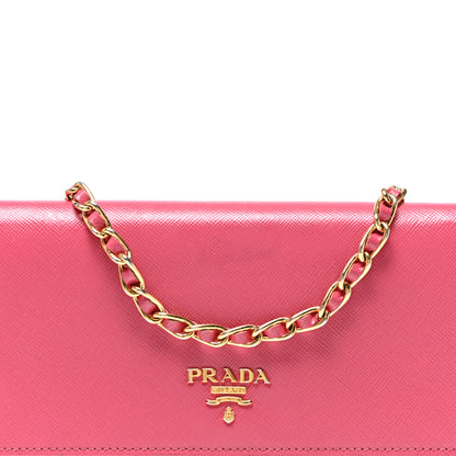 Prada Saffiano Metal Oro Chain Wallet Peonia 7 of 12