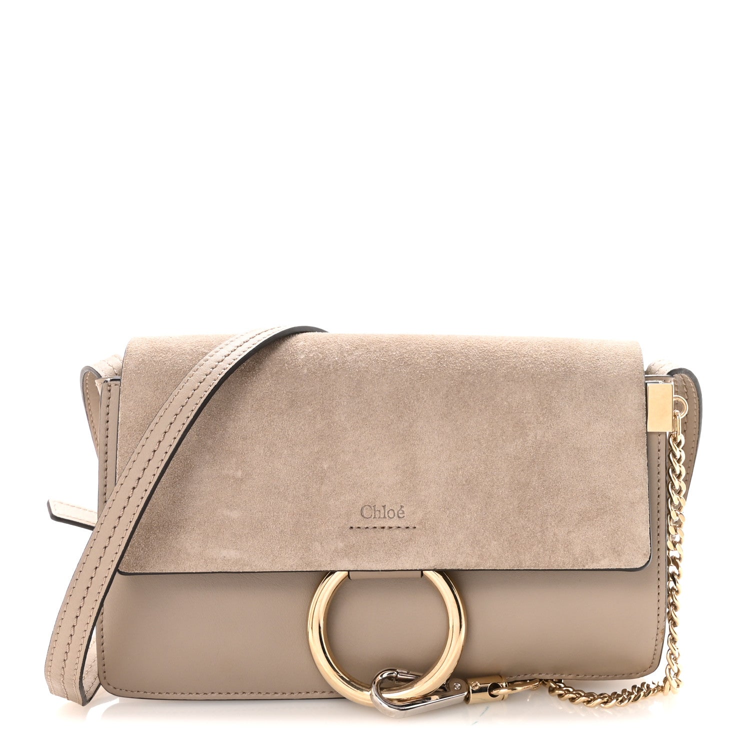 Chloe Suede Calfskin Small Faye Shoulder Bag Motty Grey 1 of 9