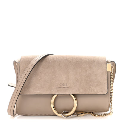 Chloe Suede Calfskin Small Faye Shoulder Bag Motty Grey 1 of 9