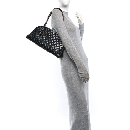 Chanel Patent Quilted Medium Just Mademoiselle Bowling Bag Black 2 of 10