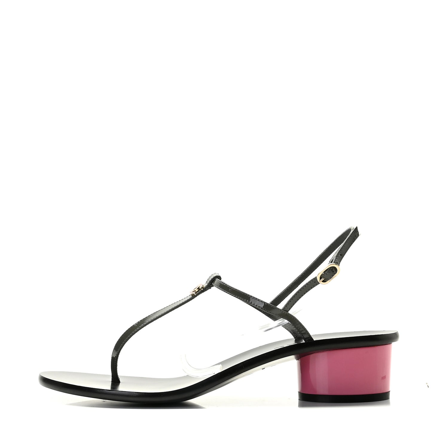 Patent CC Thong Sandals 40 Grey Pink
