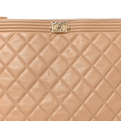Chanel Lambskin Quilted Medium Boy Cosmetic Case Beige 8 of 8