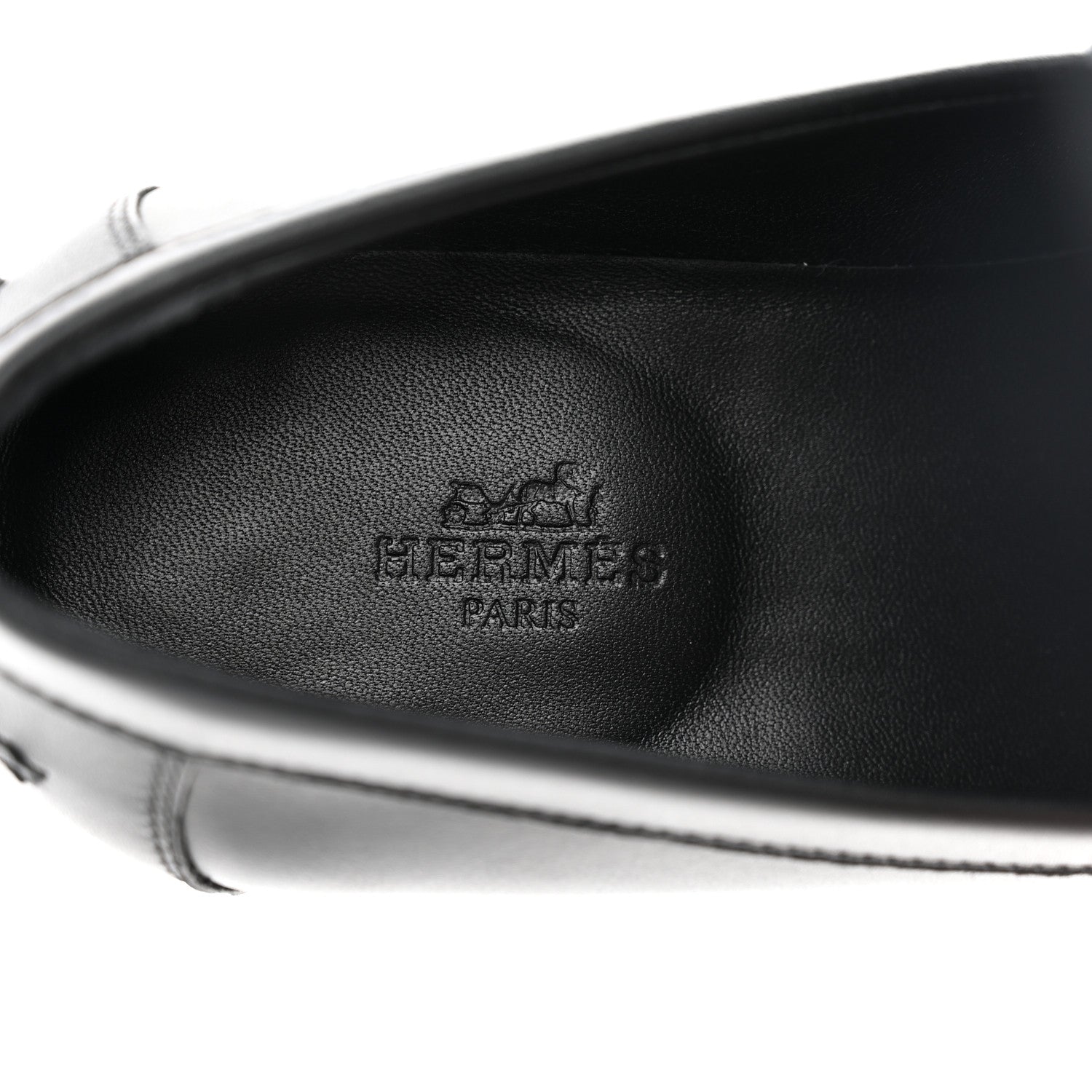 Hermes Calfskin Womens Destin Loafers 37 Black 7 of 12
