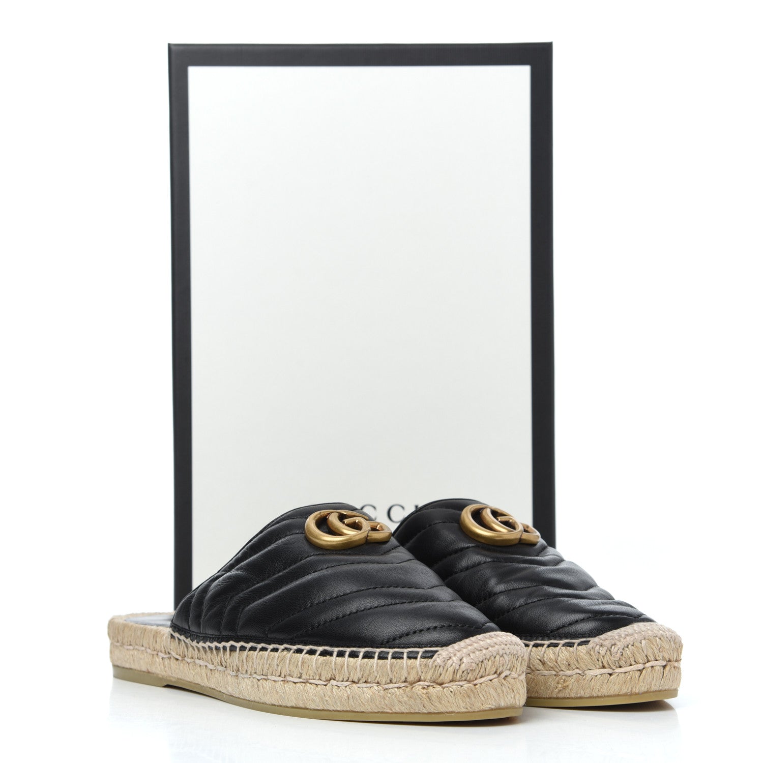 Gucci Nappa Matelasse GG Marmont Espadrille Slippers 39 Black 14 of 14