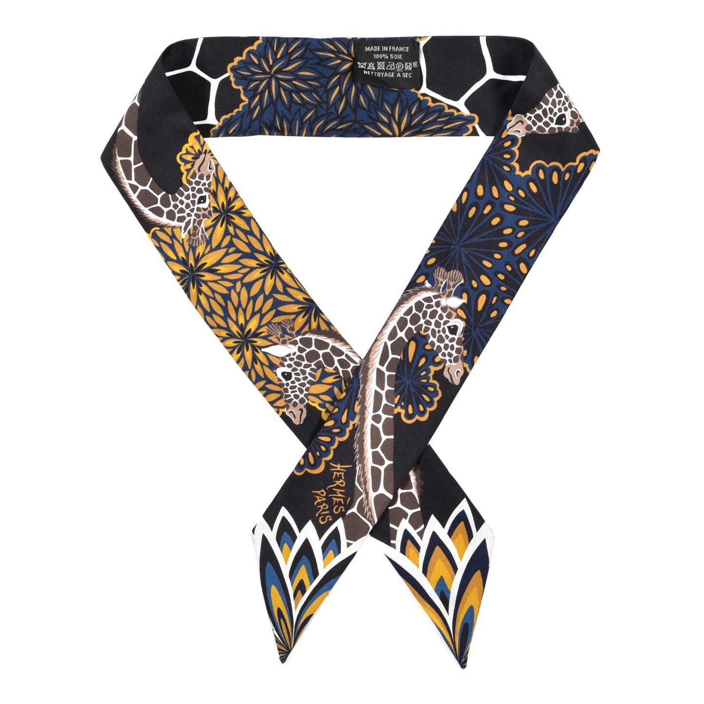 Silk Three Graces Twilly Black Gold Taupe