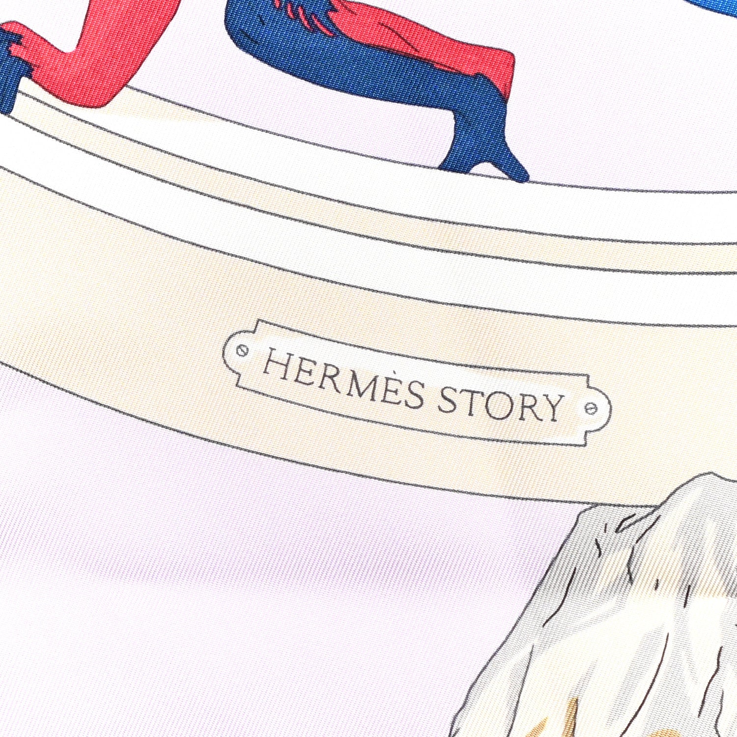 Hermes Silk Story Scarf 90 Rose Nacre Bleu Beige 2 of 5
