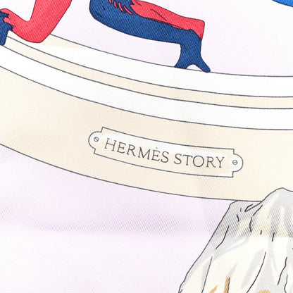 Hermes Silk Story Scarf 90 Rose Nacre Bleu Beige 2 of 5