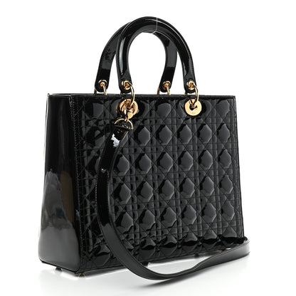 Christian Dior Patent Cannage Large Lady Dior Black 3 of 9