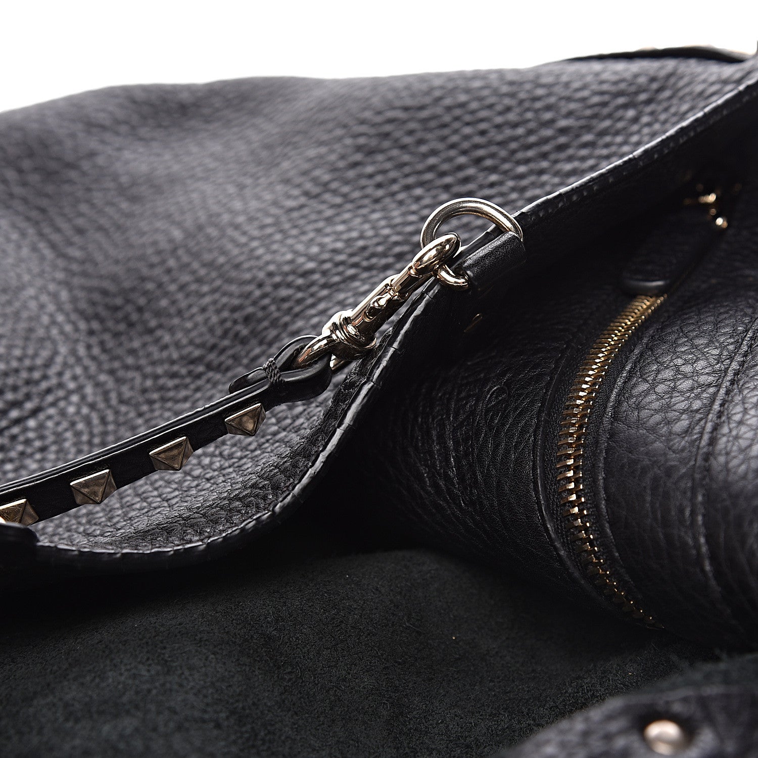 Valentino Garavani Pebbled Calfskin Medium Rockstud Tote Black 15 of 23