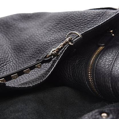 Valentino Garavani Pebbled Calfskin Medium Rockstud Tote Black 15 of 23