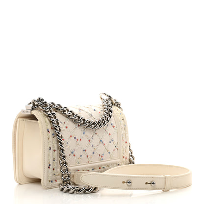 Chanel Lambskin Sequin Embroidered Small Boy Flap White Multicolor 3 of 10