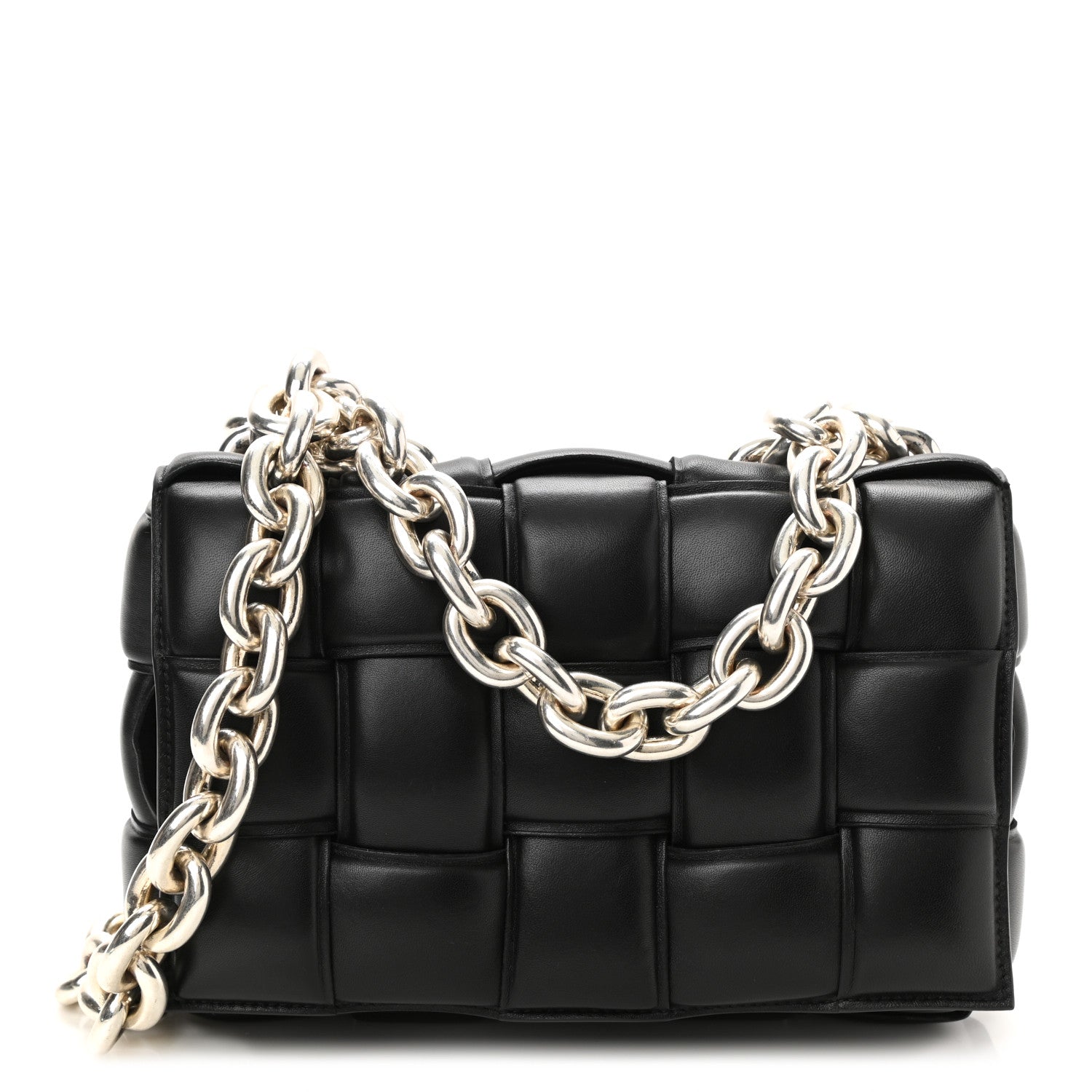 Bottega Veneta Lambskin Maxi Intreccio Padded Chain Cassette Crossbody Bag Black 1 of 11