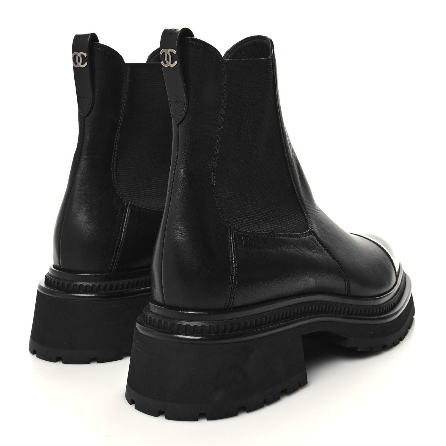 Chanel Crumpled Calfskin Patent Cap Toe Short Boots 40 Black 4 of 8