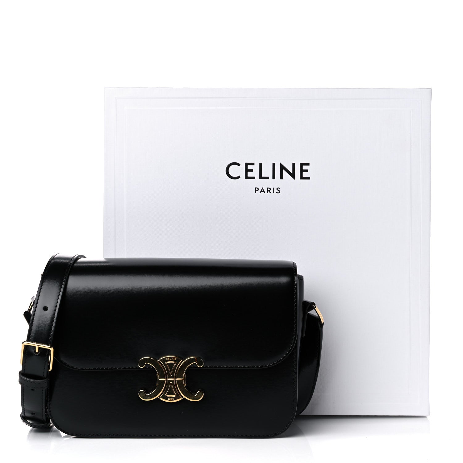 Celine Shiny Calfskin Medium Triomphe Black 15 of 15