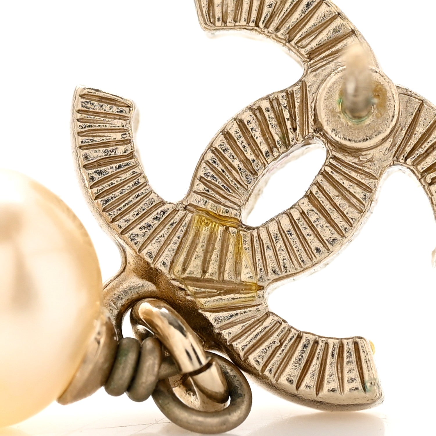 Chanel Pearl CC Drop Earrings Gold 5 of 5