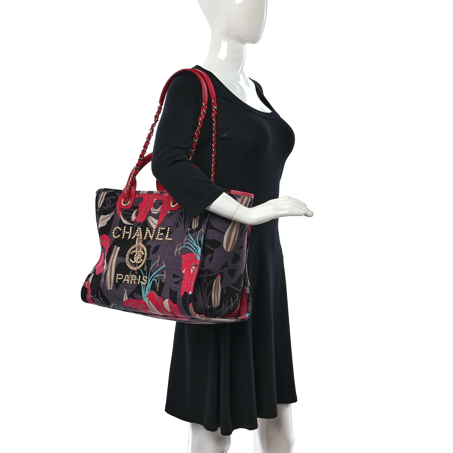Velvet Calfskin Medium Deauville Tote Pink Multicolor