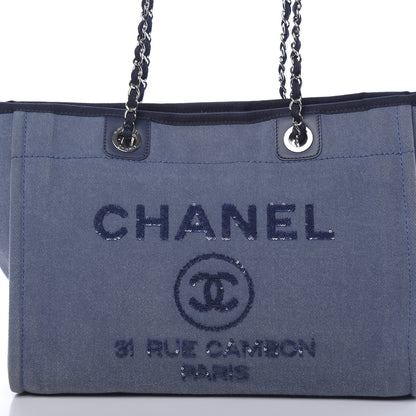 Chanel Canvas Sequin Small Deauville Tote Navy 8 of 10