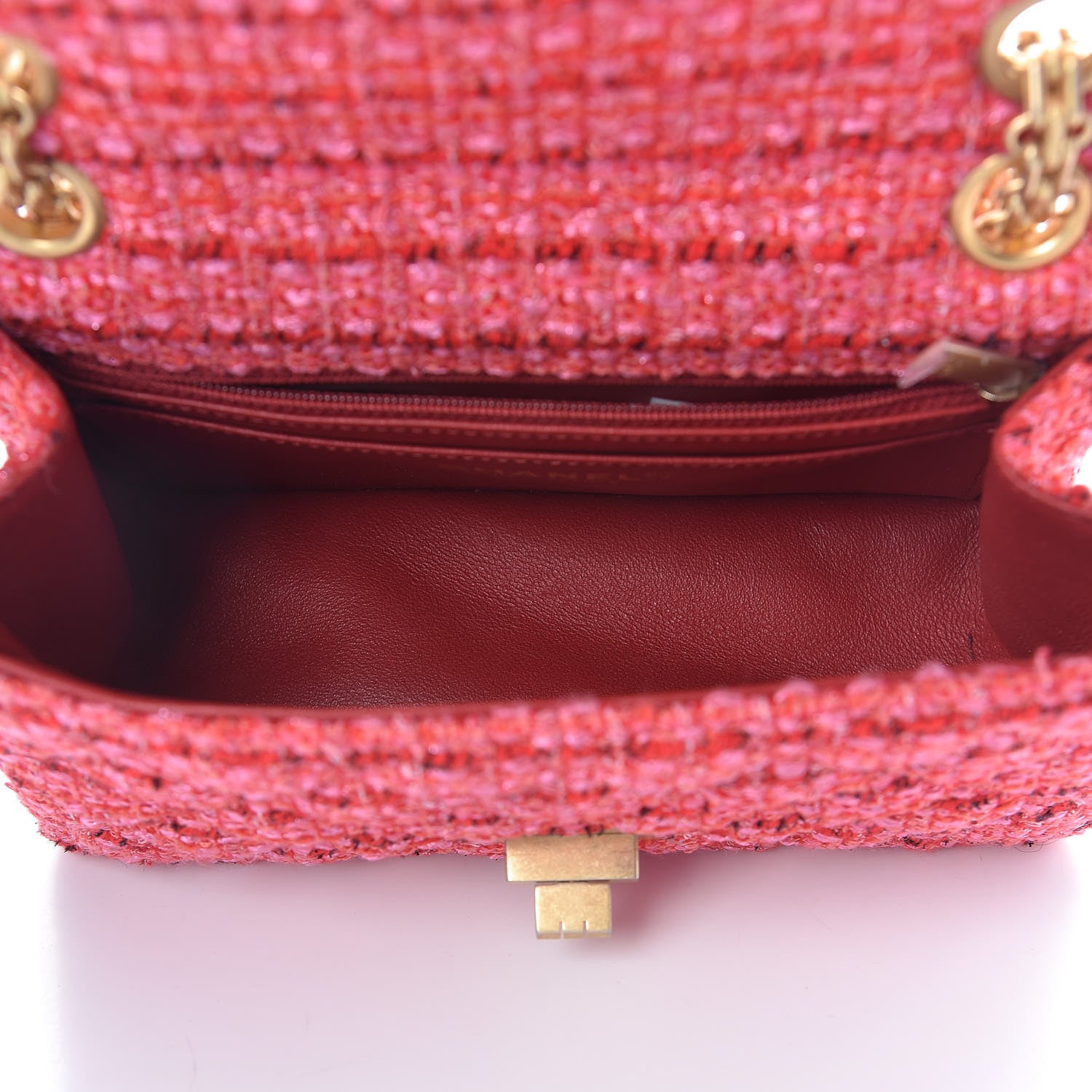 Chanel Tweed Quilted Mini 2.55 Reissue Flap Red Ecru Black 5 of 11