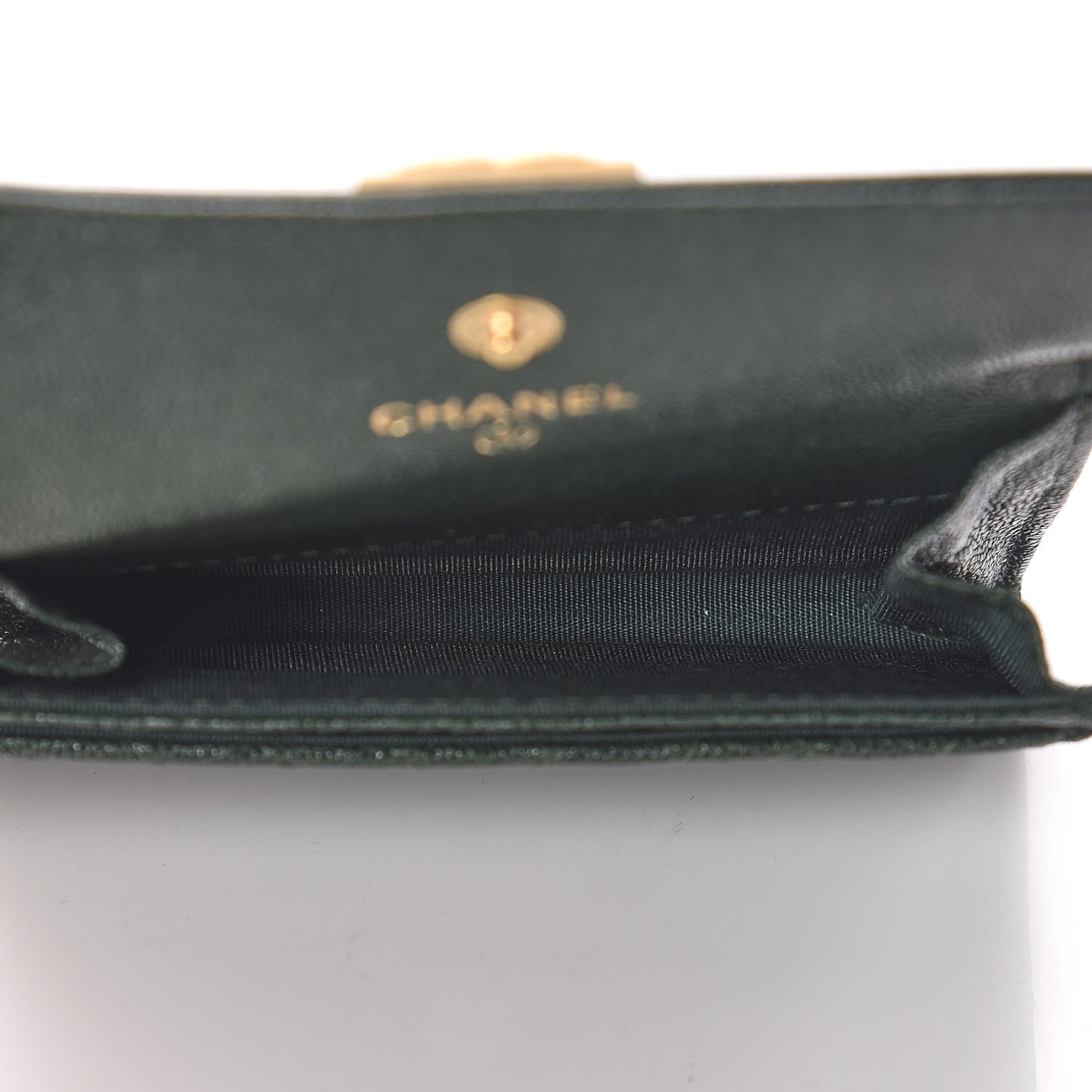 Chanel Caviar Chevron Quilted Boy Flap Card Holder Green 5 of 9