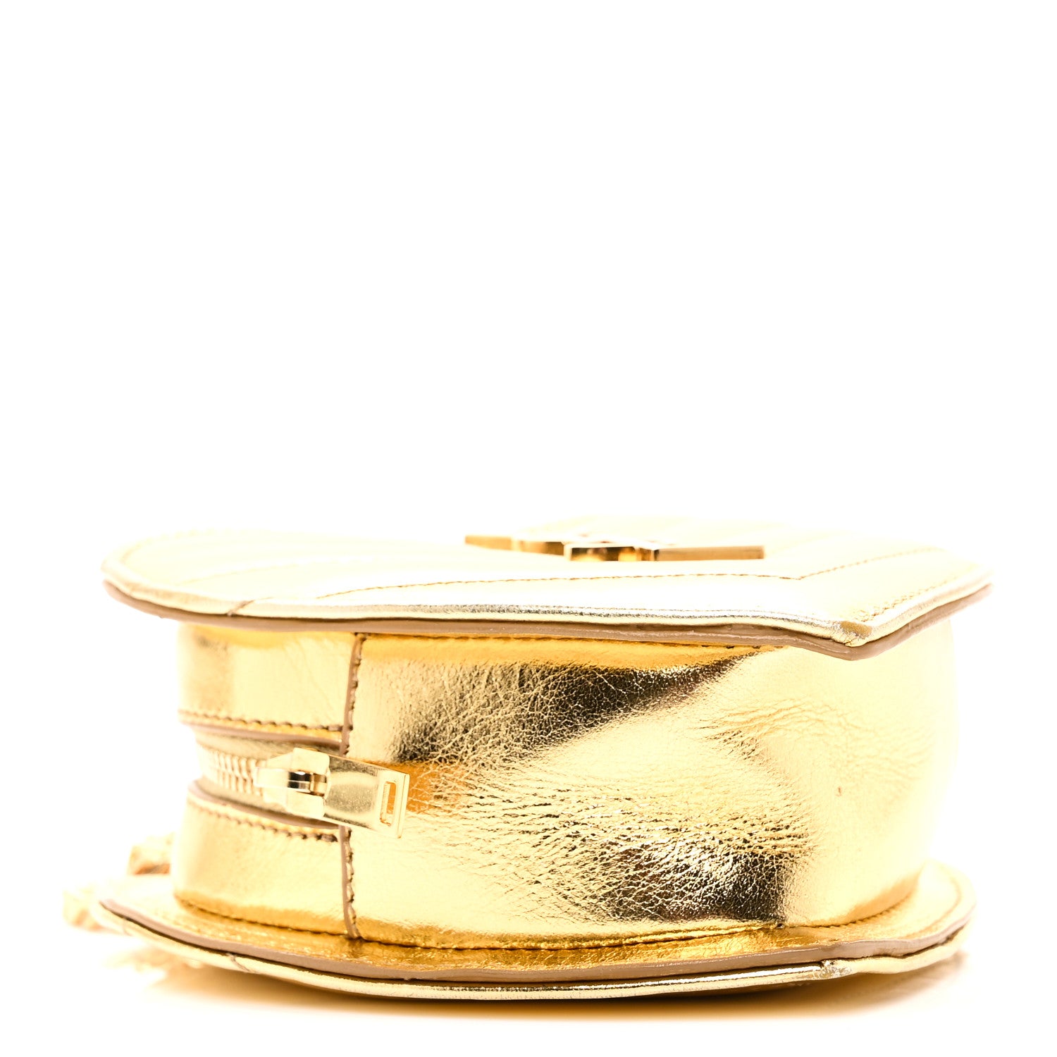 Saint Laurent Metallic Calfskin Matelasse Chevron Monogram Small Love Heart Chain Bag Gold 4 of 10