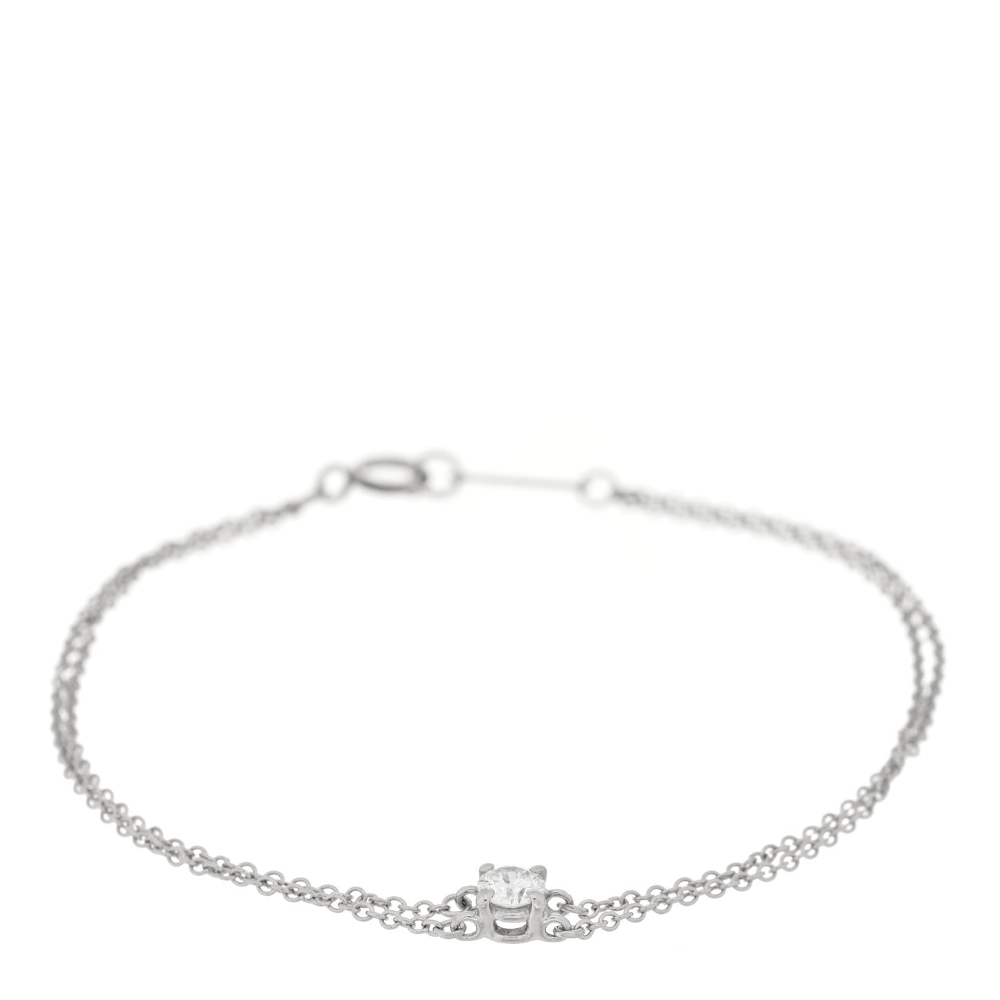 Platinum Diamond .17ct Double Chain Solitaire Bracelet