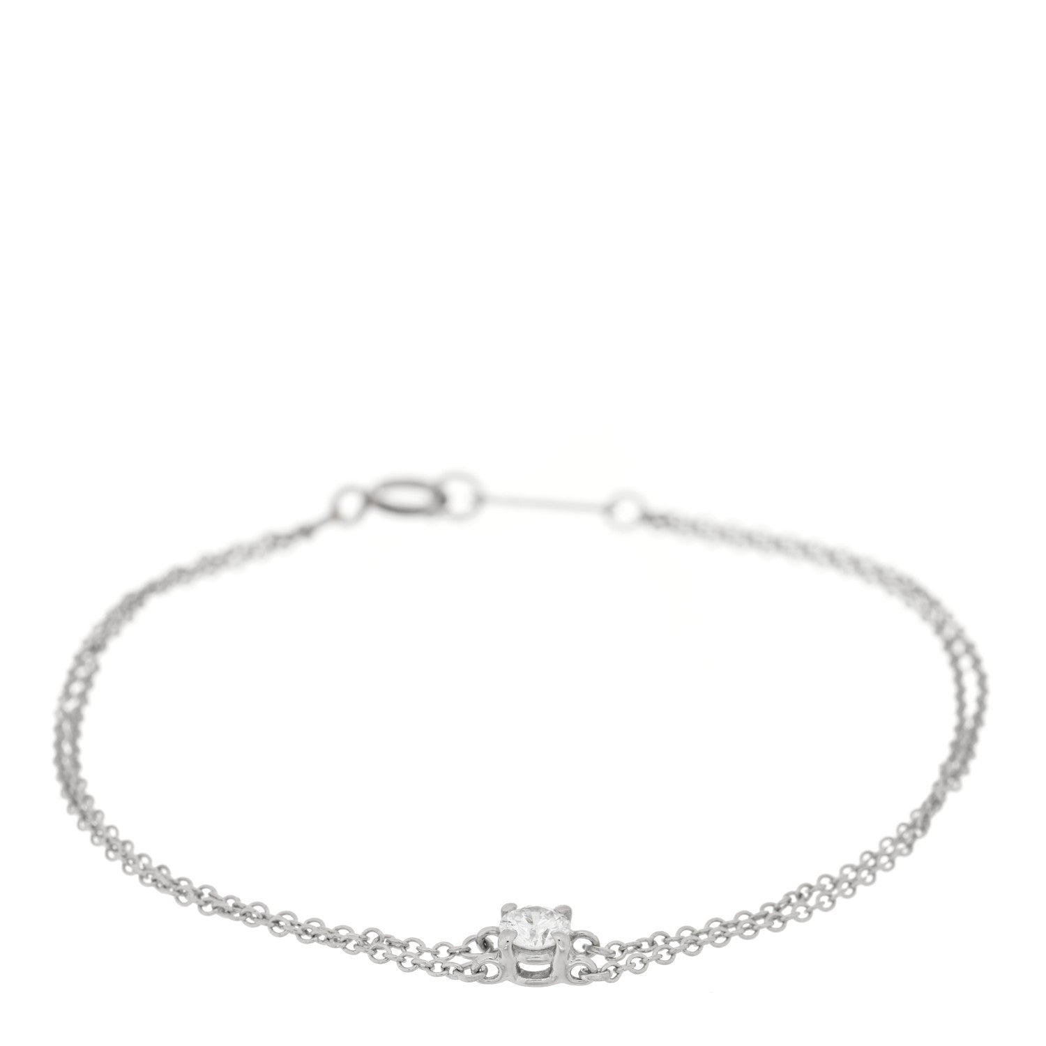 Tiffany Platinum Diamond .17ct Double Chain Solitaire Bracelet 1 of 3
