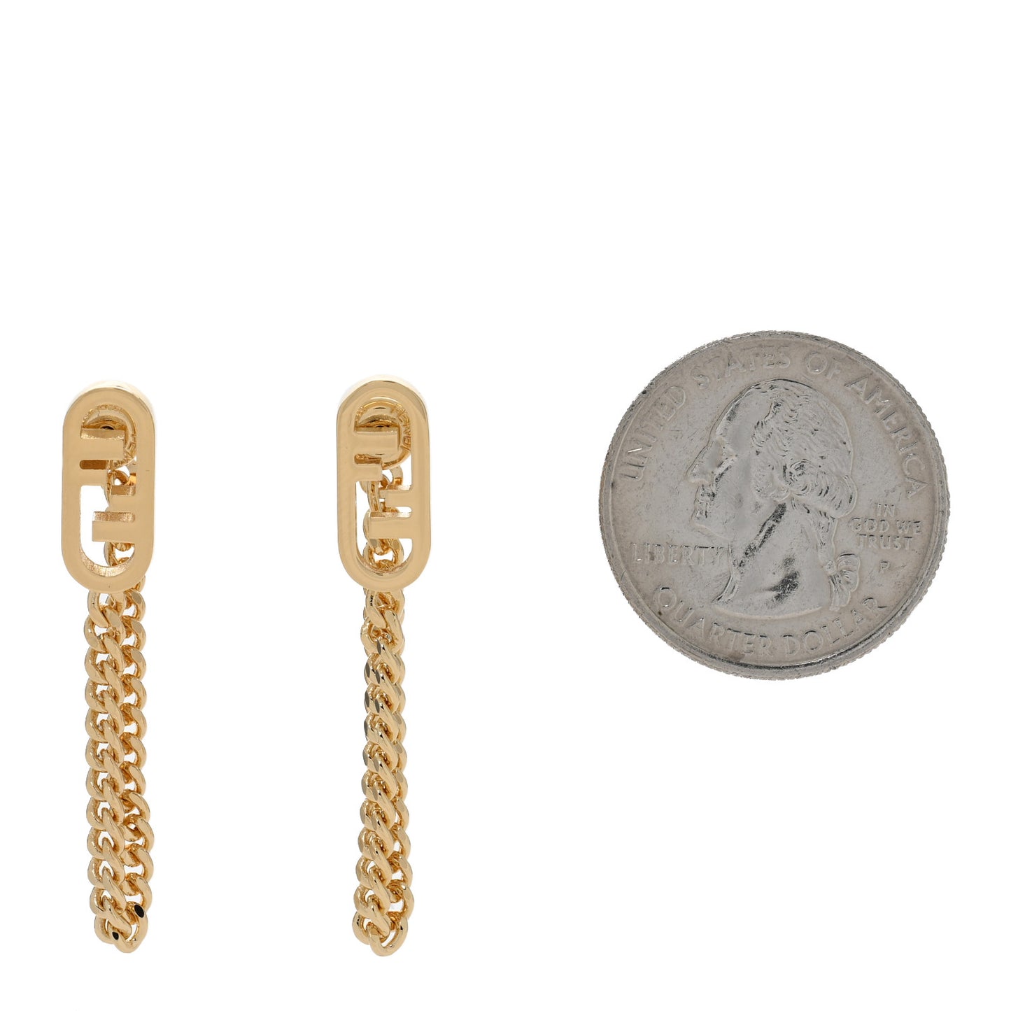 Metal O'Lock Chain Drop Earrings Gold