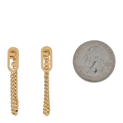 Fendi Metal O'Lock Chain Drop Earrings Gold 2 of 5