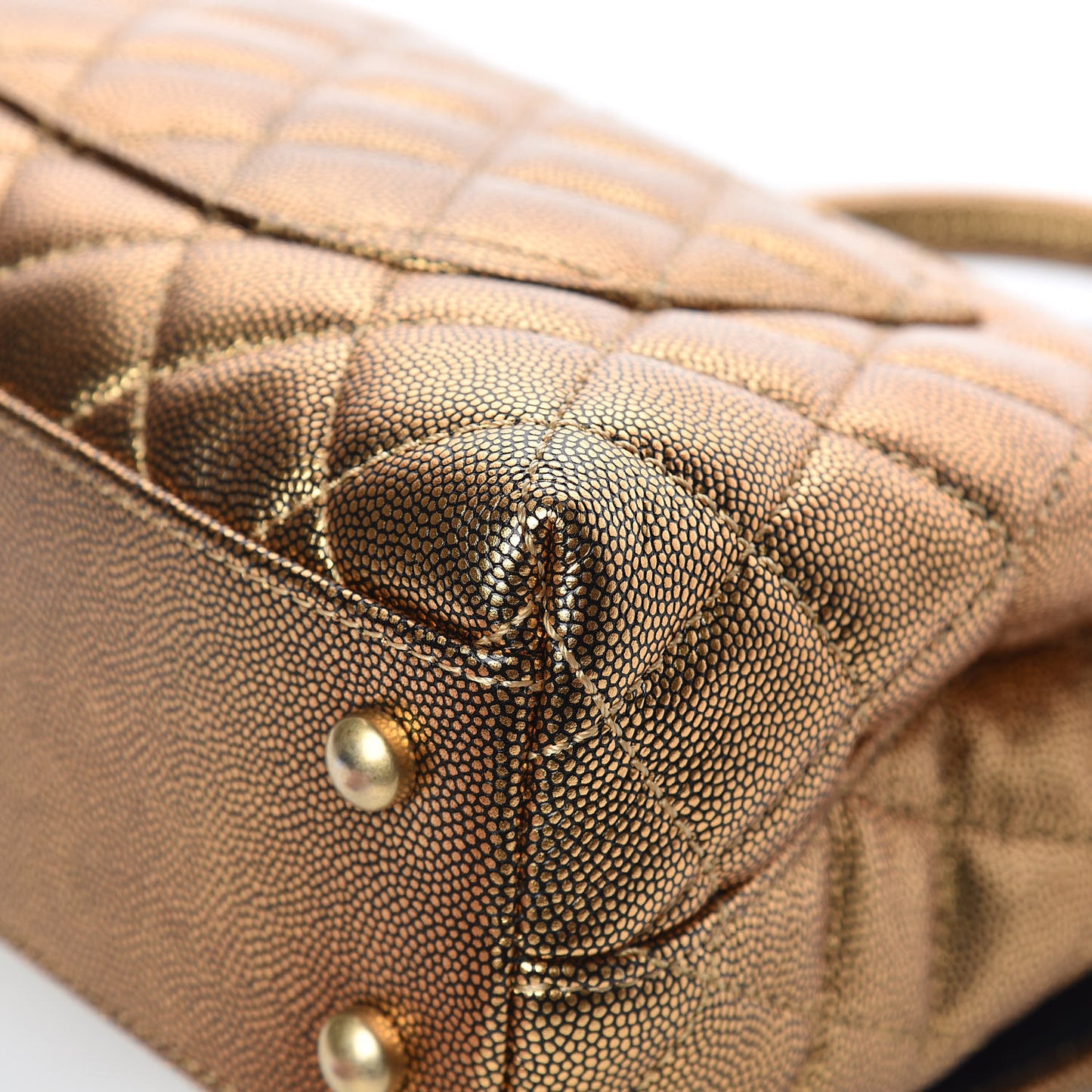 Metallic Caviar Quilted Mini Coco Handle Flap Gold