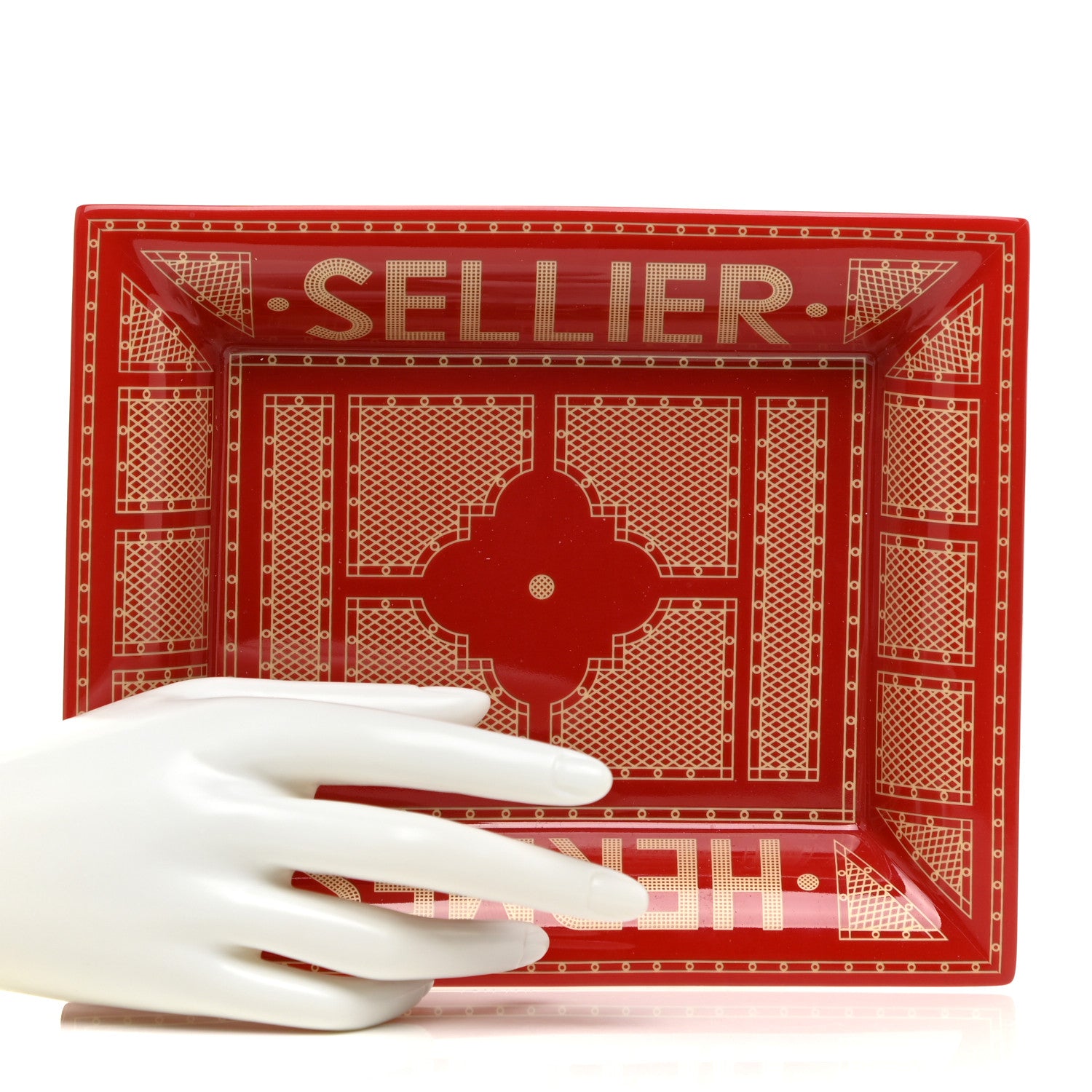 Hermes Porcelain Sellier Change Tray Rouge Or 2 of 5