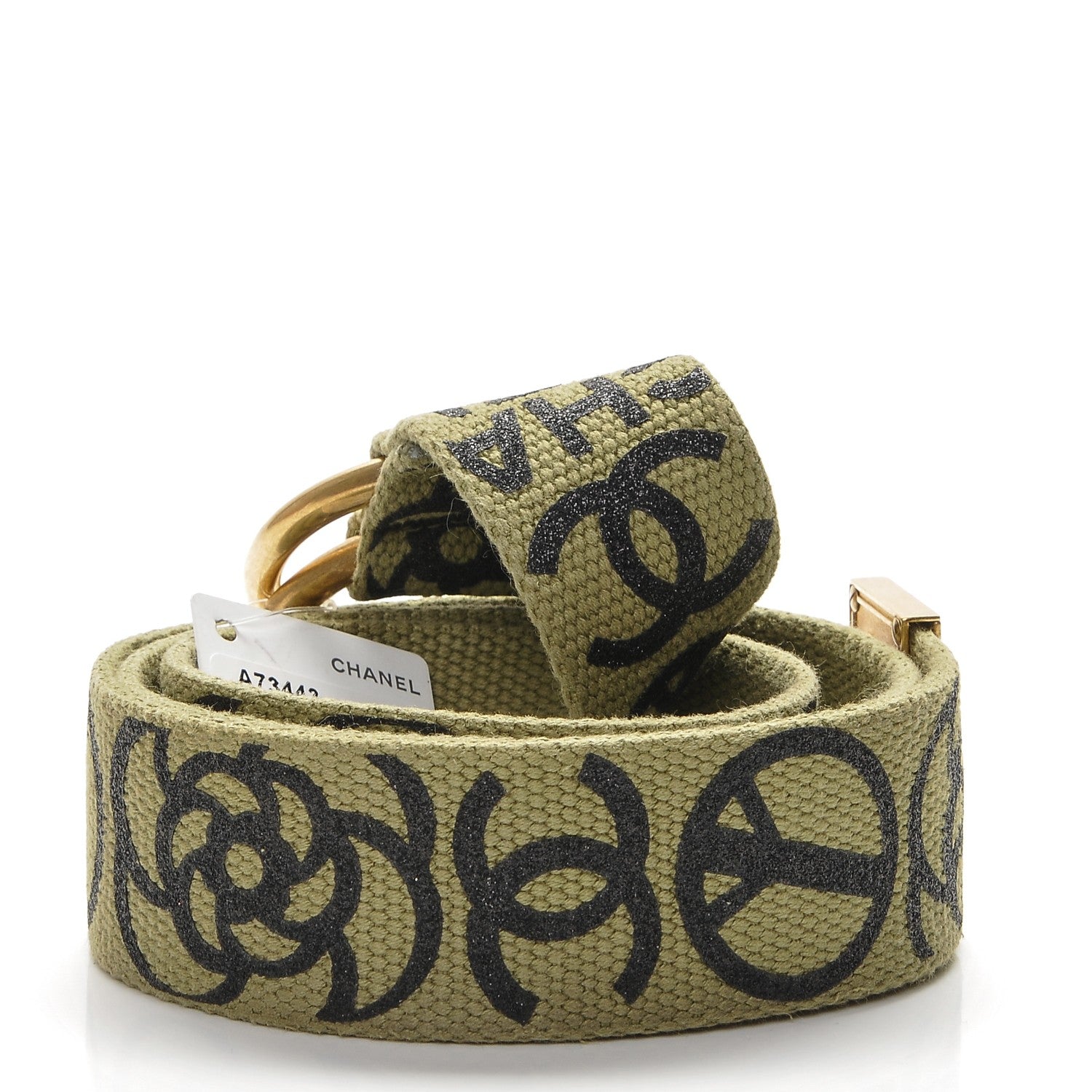 Chanel Canvas CC Logo Belt 90 36 Khaki 3 of 7