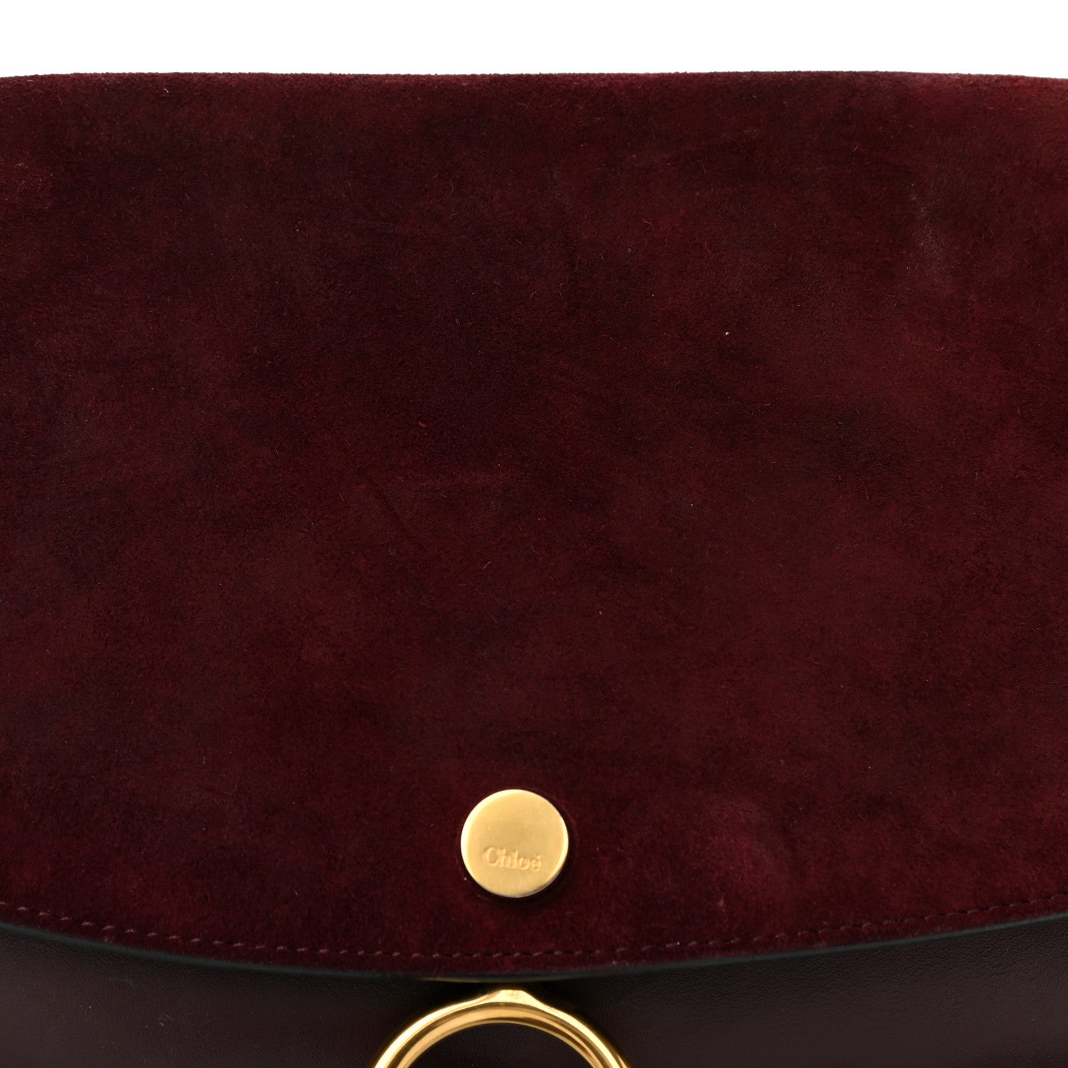 Chloe Suede Smooth Calfskin Medium Kurtis Shoulder Bag Plum Purple 9 of 18