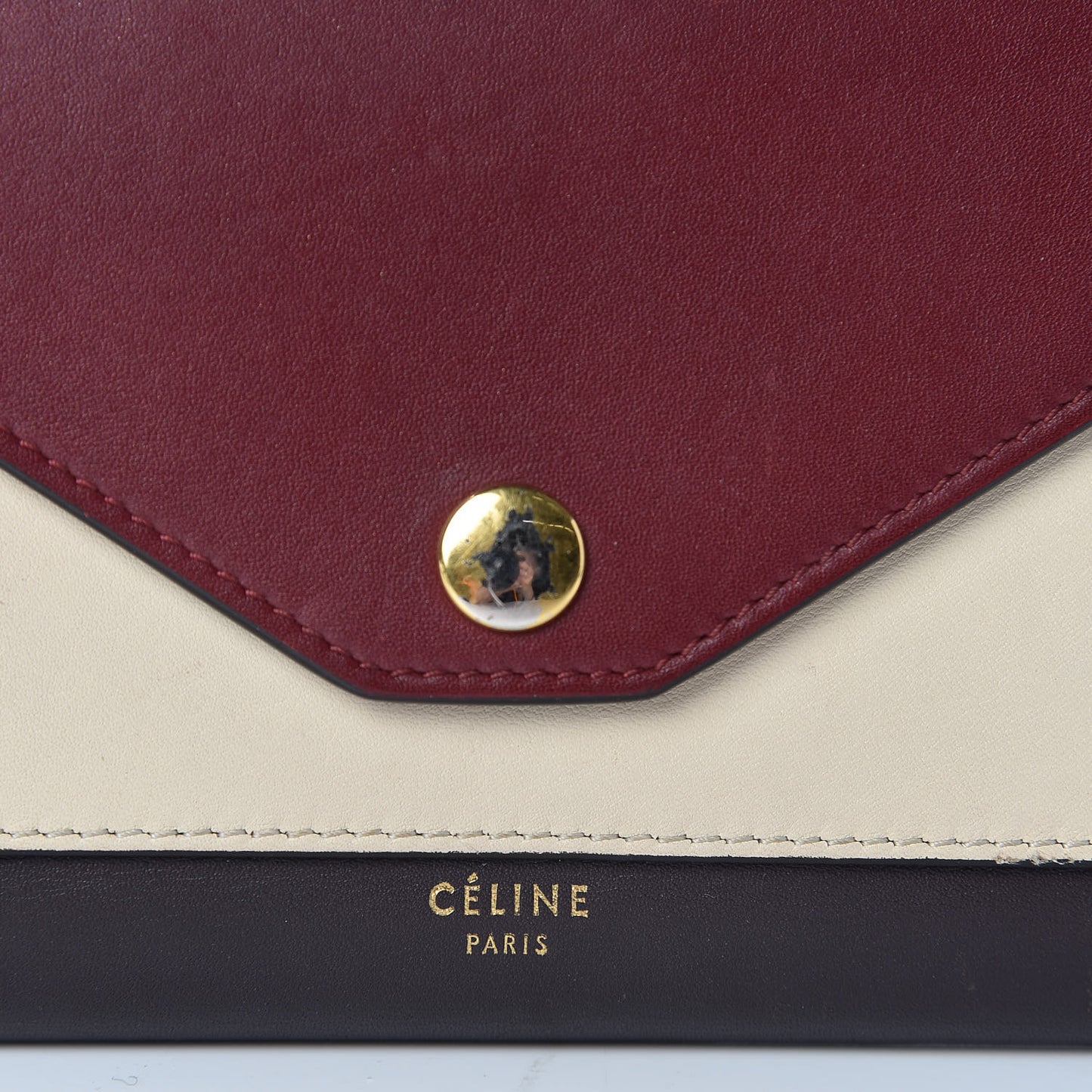 Smooth Calfskin Pocket Tri-Fold Multifunction Envelope Flap Wallet Dark Rust