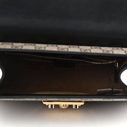 Gucci GG Supreme Monogram Calfskin Small Padlock Top Handle Bag Beige Black Cuir 5 of 10