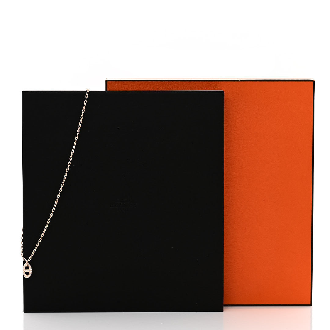 Hermes 18K Rose Gold Diamond PM New Farandole Pendant Necklace ST 6 of 6