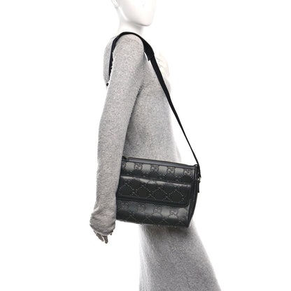 Gucci Calfskin GG Tennis Embossed Shoulder Bag Black 2 of 11