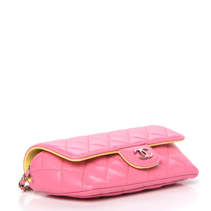 Chanel Lambskin Quilted Glasses Case With Chain Pink Yellow 4 of 13