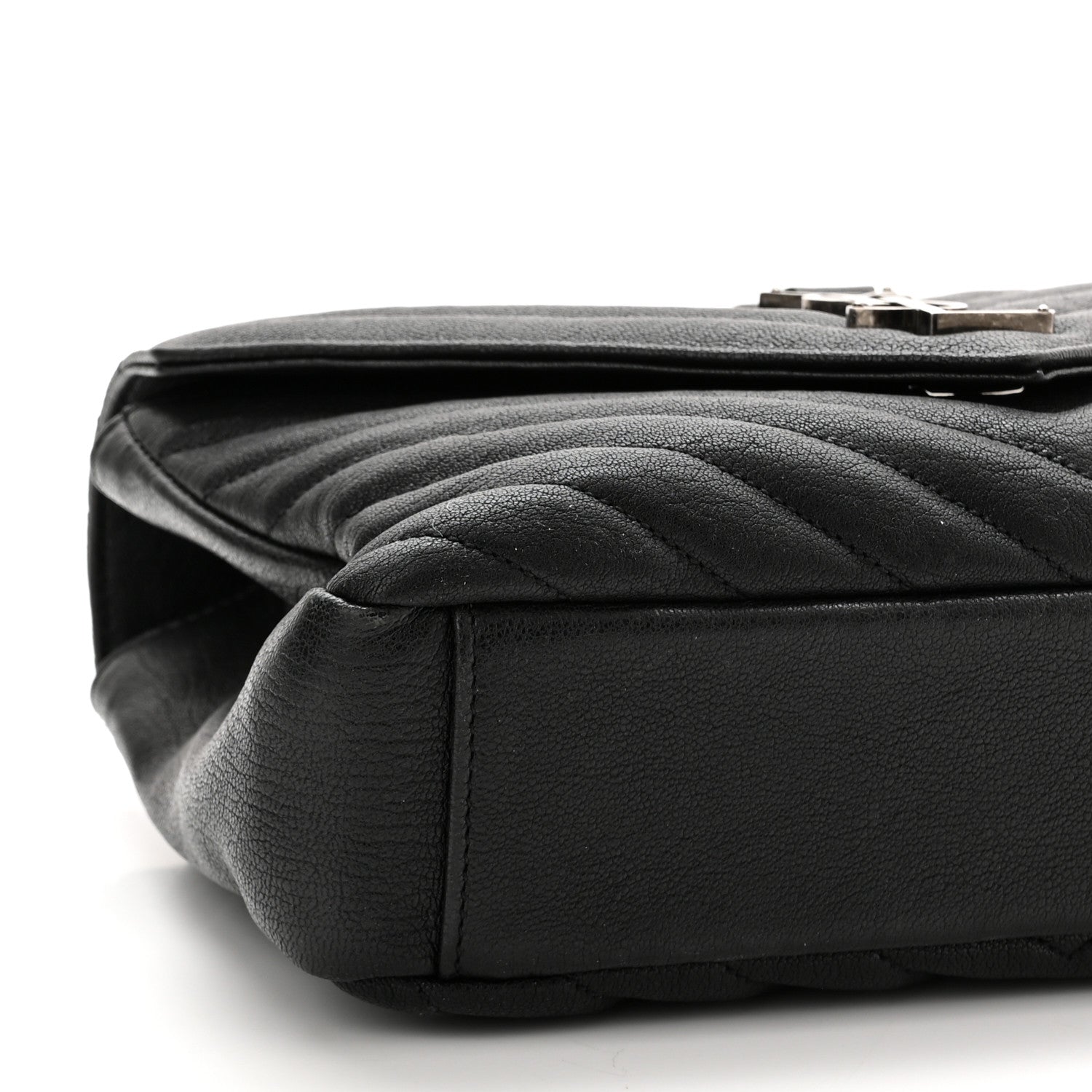 Saint Laurent Sheepskin Matelasse Chevron Monogram Medium College Bag Black 10 of 13