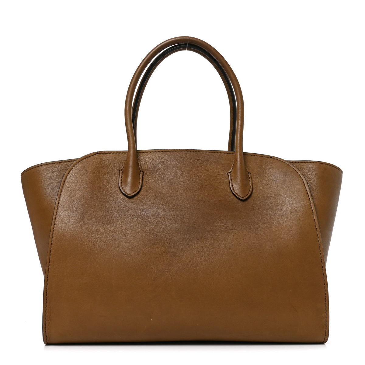 Polished Saddle Calfskin Marlo 12 Tote Bag Muschio